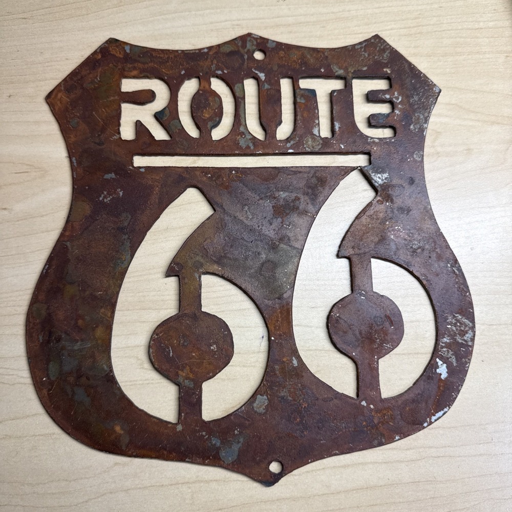 Route 66 metal art sign 10 X 9.5 Antares Art Gallery Hand Crafted In America